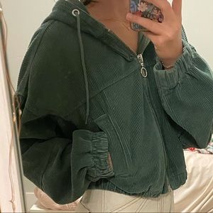 Cropped Corduroy Zip-Up Jacket